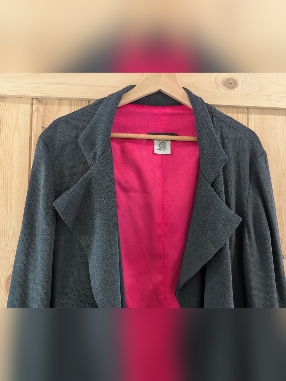 Paul hardy open cardigan with pink interior virgin wool/viscose blend - Picture 3 of 7